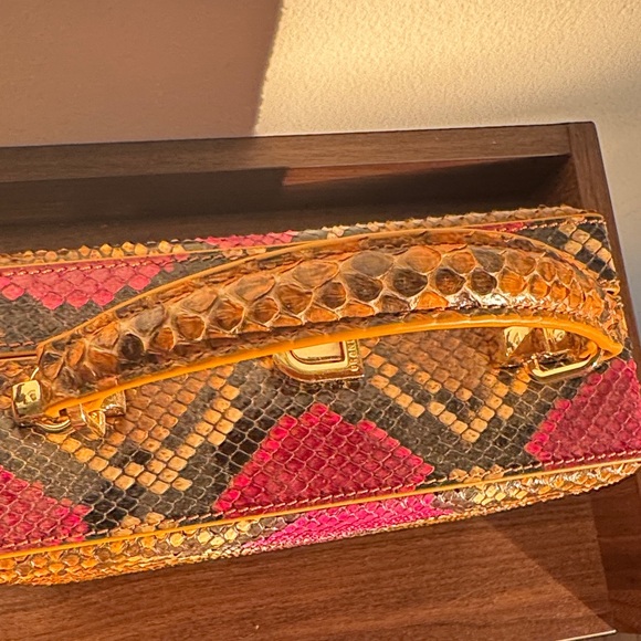 Brandon Blackwood Snake-Print Kendrick Trunk in Brown & Fuscia - Picture 5 of 8